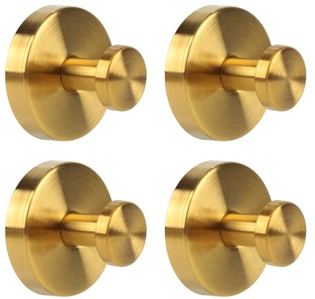 HZPZPP Selbstklebende Haken für Dusche: Extra starke 5KG Haken für Badezimmer, Küche, Türen, Fliesen, Glas – Handtücher, Körbe, Jacken, Girlanden, Bademäntel (4 Stück,Goldfarben)