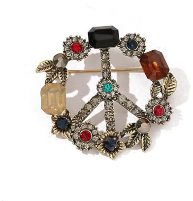 WCRAZYE Peace-Zeichen-Brosche für Männer und Frauen, antiker Kristall, Strass, klassisch, Liebe, Friedenssymbol, Tanz, Bankett, Anstecknadeln, Hippie-Party, Kleid, Anzug, Blumenstrauß, Zeremonie