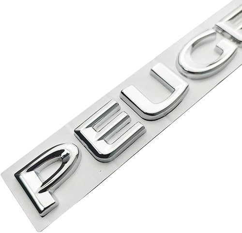 Grace's Tech Car Lettering Decorazione Logo compatibile con Peugeot 107 206 207 208 308 307 407 508 2008 3008 Sostituzione Logo Adesivo 3D per Auto,Silver