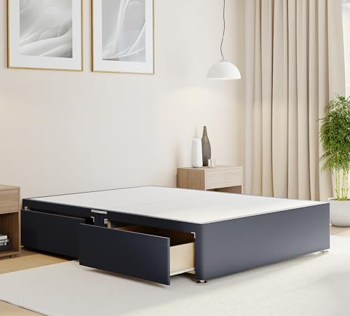 ComfoRest – Spacious 3FT Single Divan Bed Base with 2 Drawers | Practical Storage Frame for Guest or Spare Rooms | No Mattress, No Headboard (Grey Plush)
