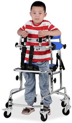 deambulateur avec Freins, Rollator avec siège, réglable en hauteur et en largeur, Cadre Debout De Réadaptation D'hémiplégie – Intérieur & Extérieur (U-4)