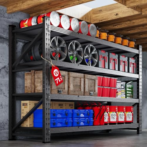 AFAIF 71.3” Wide Heavy Duty Metal Garage Shelving, Adjustable Storage Shelf