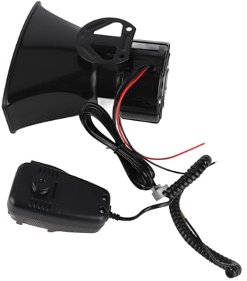 Wakects Universal Car Audio -Lautsprecher Horn Siren Lauter Auto -Lautsprecher für Motorräder Cars Trucks Black 100W mit Installationskit 7 Sounds 110 DB ABS Material