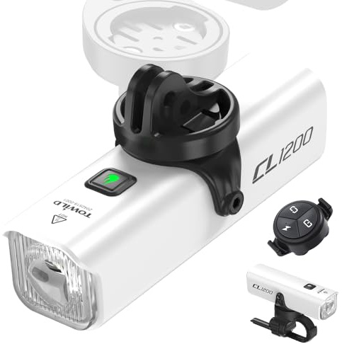 towild Ciclismo Luci Bici Luce Anteriore della Bicicletta, Luce Bicicletta LED 1200 Lumen 5000mAh Ricaricabile Installazione Inversa Type-C IPX-6 Impermeabile 5 modalità Ciclo Faro