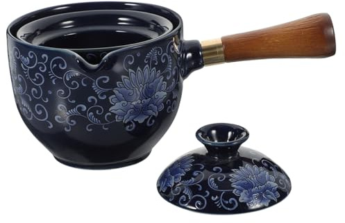 EXHUMKY Tetera Giratoria De Cerámica Asa Lateral Antideslizante Para Té Suelto Uso Casa y Oficina Portátil