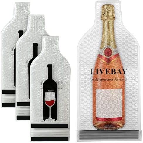 4 återanvändbara fodral för vinflaskor – flaskskydd, bubbelplast och PVC-skydd, 40 × 18 cm, tredubbel tätning och läckagesäker, för resor, flygplansbagage och bil
