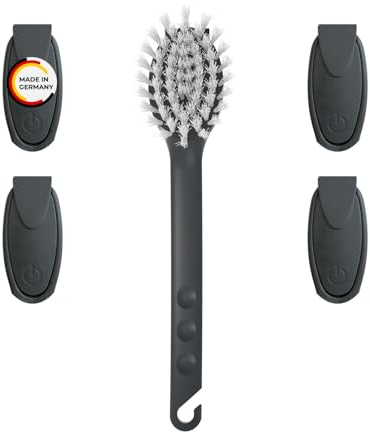 Rival 6er Set Spülbürste Euro-Line mit 5 Wechselköpfen – ergonomische Spülbürste mit PBT-Borsten – ovale Geschirrbürste für die Küche – praktisches Spülbürsten Set – auswechselbare Bürstenköpfe