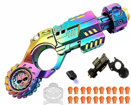 Metallo Pistola Giocattolo EDC,20 Proiettili Morbidi Giocattolo Antistress Molteplici Modalità Di Gioco Soft Bullet Guns Toy Con Mini Disco In Acciaio,Da Collezionare/Regalare