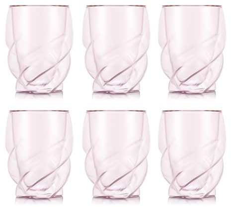 Bodum Double Walled Glasses pack of 6 PAVINA PARIS Transparent Pink - 270ml Cups - Dishwasher Safe Thermal Cup - Mouth-blown Borosilicate Glass