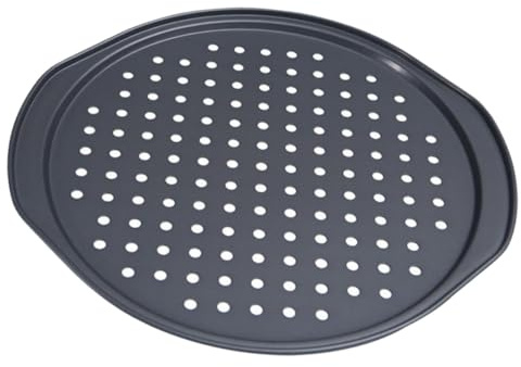DIYEAH Teglia per Pizza Forata in Acciaio Carbonio Antiaderente e Facile da Pulire Per Cottura Uniforme e Sformatura Rapida Uso Domestico e Professionale