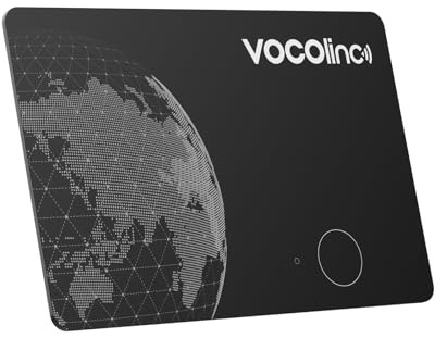VOCOlinc Rechargeable Wallet Tracker Card, Ultra Slim 1.6mm Smart Air Tag Compatible with Apple Find My App(iOS only), Bluetooth Item Finder Locator for Luggage, Purse, Passport, Bags, IP67 Waterproof