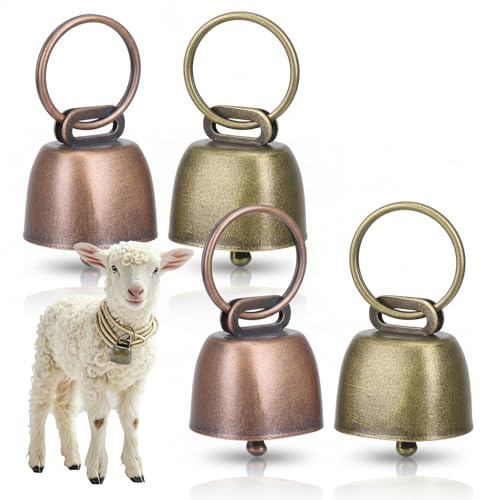 THQAE 4 Stück Kuhglocken aus Metall,Antik-Stil,Cattle and Sheep Bells,super laut,Für Dekoration Anti-Diebstahl FüR Haustiere Und Nutztiere,Zwei Farben