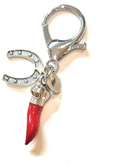 Mavi jewel Pendentif porte-bonheur avec corn rouge, Charm en argent avec cœur, fer à cheval ou cornes, accessoire porte-clés italien
