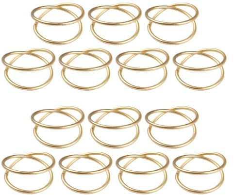 ABOOFAN 14 Servilleteros Metálicos Dorados Doble Aro Espiral para Servilletas de Tela y Papel Anillos Pequeños para Bodas Fiestas y Decoración de Mesa en Cenas y Eventos