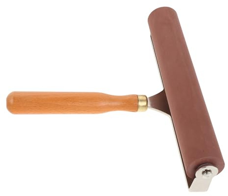 OATIPHO Set di Rulli in Gomma per Stampa Manico in Legno 20Cm Strumenti per Timbratura e Inchiostrazione Uniforme Rullo Laminato Antiscivolo per Progetti Artistici su Carta Tessuto e