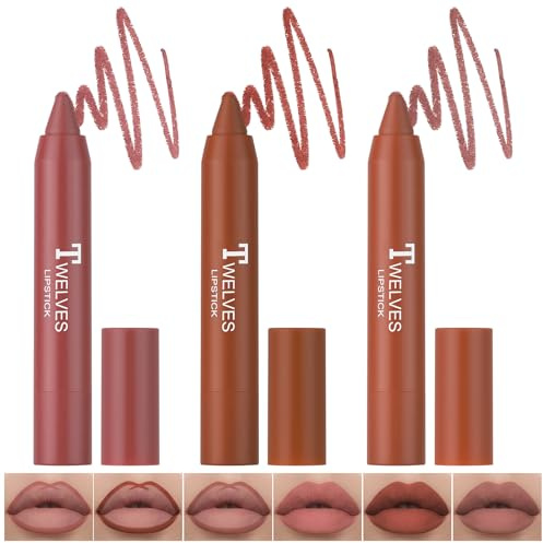 BUTBU 3 stycken Pout Clout Lip Plumping Pen, glansig Lip Treat Twist Up Colour Pen, Matt läppstift, vattentät långvarig läppglans, smink med läppstift läppar, tatuering för kvinnor (8014B)