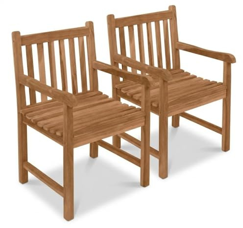 SAM 2er Set Premium Gartensessel Caracas, Teakholz massiv lackiert