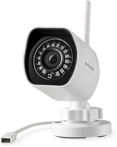 Zmodo 1080p Full HD Outdoor Wireless Security, Smart Home Indoor Outdoor WiFi IP Cameras with Night Vision, Plug-in, Compatible with Alexa