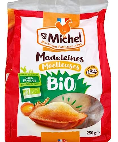 St Michel - Madeleines Moelleuses Bio - Farine de Blé Français - Sans Huile de Palme - 10 Sachets Individuels - 250 G