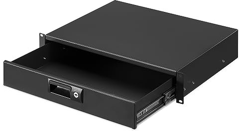 kwmobile Cassetto per Armadio Rack 19 2U - Ripiano Estraibile con Chiave per Server Rack 19 Pollici - Organizzazione Documenti Attrezzatura DJ - 35 x 48,2 x 8,89 cm Nero