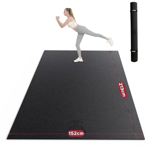 HAPBEAR Large Exercise Mat, Non-Slip, Ultra Durable, Large Yoga Mat for Home Gym, Fitness, Yoga, Pilates, Stretching, Push-ups, Gymnastics-Grey