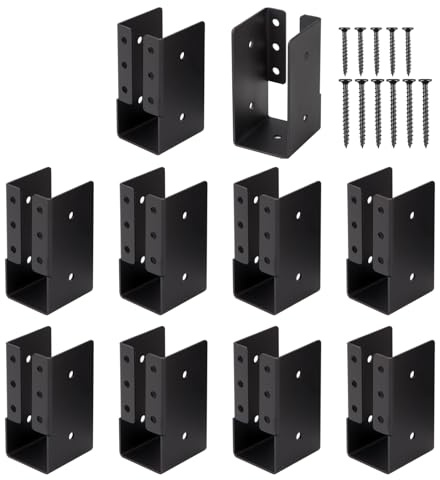 Gawicpy Concealed Joist Hangers, 10 Pcs 2x4 Outdoor Trim Concealed Flanges with Screws,, for Beam,Swing, Handrail,Fence (10, 2x4)