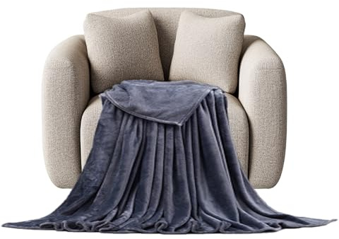 STGAO Plaid Canapé 90 x 190 cm Douce et Respirante Couverture Coton Douce et Moelleuse pour Maison, Canapé, Chaise, Lit, Voyages, Gris Foncé