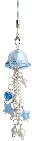 CasaPopz Jellyfish Phone Charms Aesthetic Y2K Cell Phone Charm Cute Strap Accessories with Star Heart for Camera Decor (Blue)