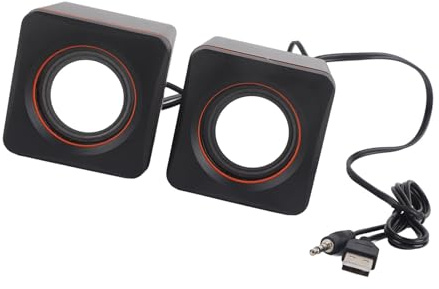 AKLOSIPY Haut-Parleur Stéréo USB pour Ordinateur de Bureau, Ordinateur Portable, Double Haut-Parleur Filaire de 3,5 Mm avec Son C, Conception Compacte pour Une Expérience Améliorée, Idéal