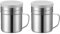 2 Stück Puderzuckerstreuer,Edelstahl Kakaostreuer Cappuccino mit Griff und Deckel,Kakaostreuer Pulverstreuer Mehlstreuer,Puderzuckerstreuer Steel,Edelstahl Tasse Mehlstreuer für Cappuccino