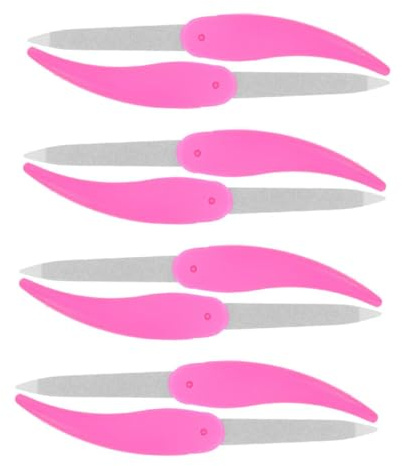 CALLARON 8stücke Hornförmige Nagelfeile aus Edelstahl Doppelseitig mit Polierseite und Feilsel für Finger und Zehennägel Tragbar für Salon und Zuhause
