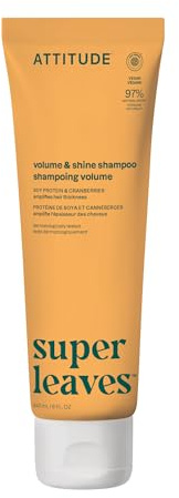 ATTITUDE Shampooing Volume & Brillance, Cheveux Fins, Protéine de Soja et Canneberges, Végan, Ingrédients d’Origine Naturelle, Certifié EWG, Végan, 240 mL