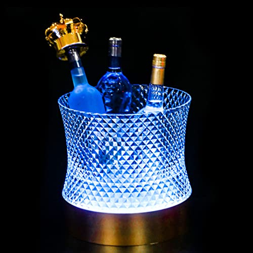 Seau à glace à LED, refroidisseur à champagne avec 7 lumières changeantes de couleur, rechargeable pendant 8 à 12 heures, récipient à boisson en plastique PC pour la maison, club, fête, bar, karaoké