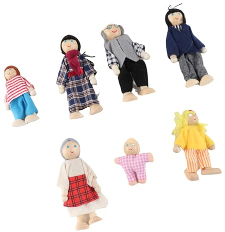 Srliya Set di Giocattoli per Persone in Miniatura, Figure di Bambole della Famiglia di Pino Giocattoli per Bambole Accessorio per Casa delle Bambole per Giochi di Ruolo, (Nuovo pupazzo 7 bocche)