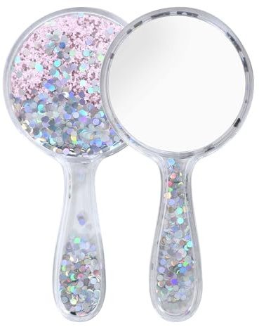FooYee Handspegel, professionell spegel med handtag, sminkspegel, rund form, rakspegel, kosmetisk spegel, rakspegel, rund palmficka spegel, hem
