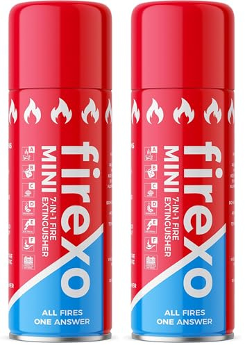 Firexo Mini - Multipurpose All-in-One Fire Extinguisher for Home, Kitchen, Car, Garage, Boat, Caravan, Campervan, Camping, Household Domestic Small Fire Extinguisher (Pack of 2)