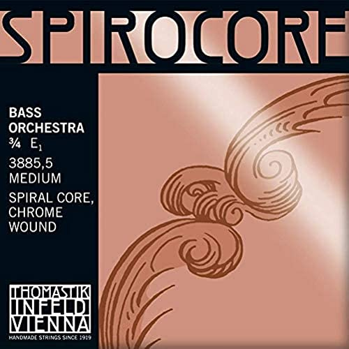 Thomastik single string for double bass 3/4 Spirocore - E-string spiral core, chrome wound, orchestral tuning, medium