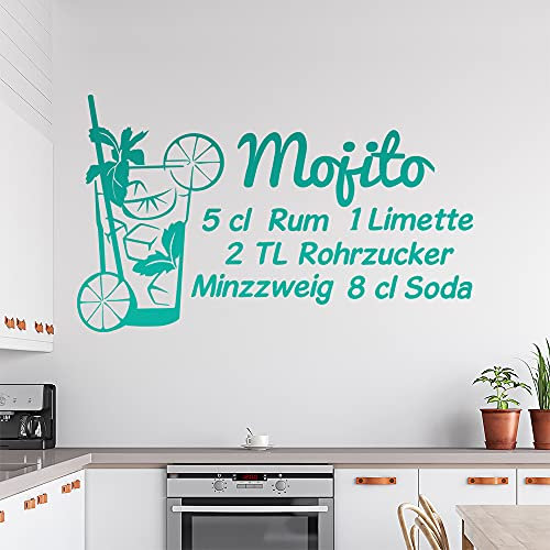 Mojito Wandtattoo Rezept Wandtattoo in 6 Größen - Wandaufkleber Wall Sticker - Dekoration, Küche, Wohnzimmer, Schlafzimmer, Badezimmer