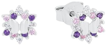 Prinzessin Lillifee Ohrringe 925 Sterling Silber Mädchen Kinder Ohrschmuck, mit Zirkonia synth., Schmetterling, Kommt in Schmuck Geschenk Box