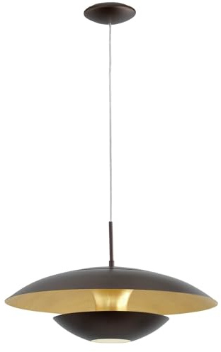 EGLO Pendelleuchte Nuvano, 1 flammige Hängelampe modern | Hängeleuchte aus Metall in Braun, Gold, Esstischlampe, Wohnzimmerlampe hängend mit E27 Fassung, Ø 48 cm