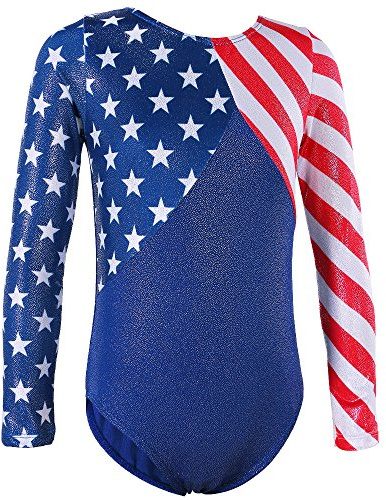 BAOHULU Gymnastics Leotards for Toddler Girls Patriotic Sparkle Red Blue Athletic Dancewear B146_US_8A