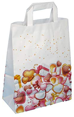 250 Papiertragetaschen Papiertüten geschenktüten Weiß mit Neutralmotiv Sweety Weihnachten Weihnachtstragetasche 22+10x28cm 70g/m² oder 32+22x27c, 80g/m² zur Auswahl (22+11x28cm 70g/m²)
