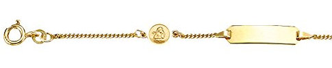 JC Smycken 585 guld baby ID-armband barn guldarmband 14 cm med hjärta/ängel I pansararmband med gravyr doparmband guld namnarmband I babyarmband med namn I barnsmycken I 5.56049, 14 centimeters, Guld