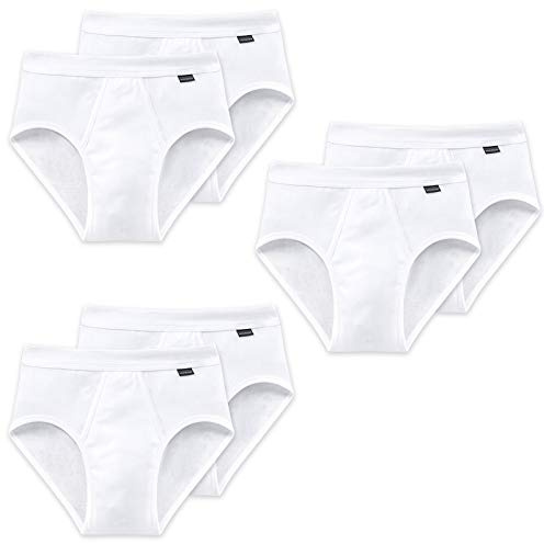 Schiesser Mens Sports Briefs 8 Pack Fine Rib Double Rib Basic White, Fine Rib, X-Large