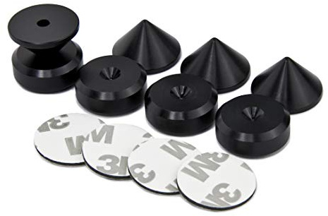 Alluminio anodizzato nero Spike/Cono absorber per altoparlanti vite + piedino - 4 pz (Cuscinetto per settore biadesivo)