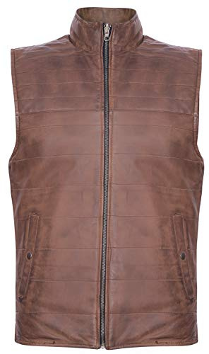 Infinity Leather Herren Schwarz Braun Wendbare Leder Puffer Körperwärmer Gepolsterte Weste Gilet