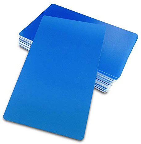 Ebamaz Lot de 50 cartes de visite en aluminium Bleu 0,45 mm 8,6 x 5,41 cm