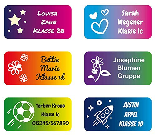 foliado® kids Namensaufkleber Kinder XXL bis zu 3-zeilig Etikett 60x30mm Sticker Namensetikett Schule Kita Kindergarten personalisierte Klebeetiketten wasserfest APD-200 (40)