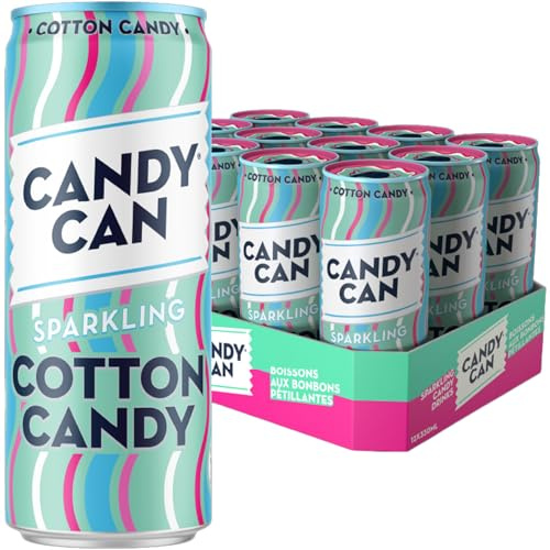 Candy Can, Cotton Candy, Fizzy Drink, Nostalgic American Soda Flavours, Sparkling Pop Cans (12 x 330ml)