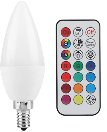 3W LED Candle Light Bulb Lamp, Candle Light Bulbs, 12 Colors 2 Modes Timing with Remote Control Smart Light Bulbs Color Changing, E12 Bulb Remote Control Color Changing